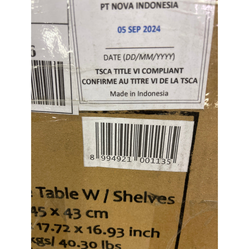 Novasolo Bedside Table w Shelves/ Drawer, Halifax Collection White 23 x 17 x 16"