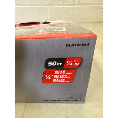 Milton Industries 1/4"x50' Rubber Air Hose, Ultra Lightweight 300 Max PSI - Red