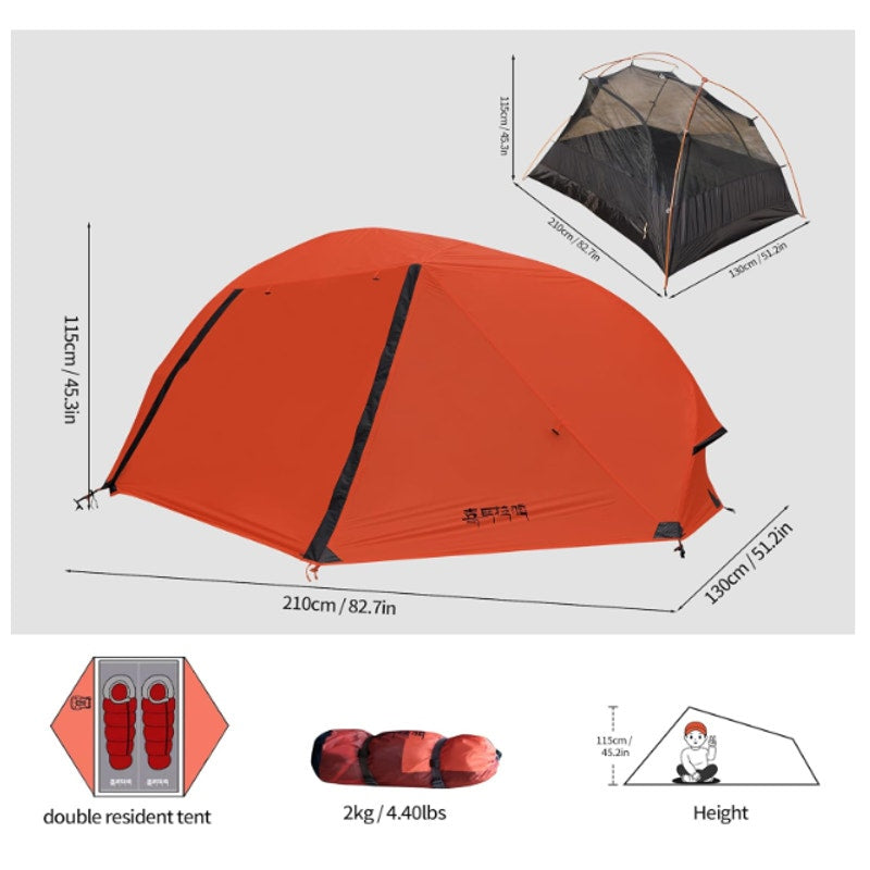 Himalaya 2-Person Backpacking Camping Tent Lightweight, Double Layer, 2-Doors