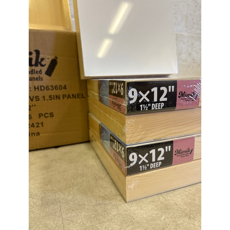 Pack-of-6 Mimik Recycled PET Cradled Canvas 1.5" Deep 9x12" Medium-Textured