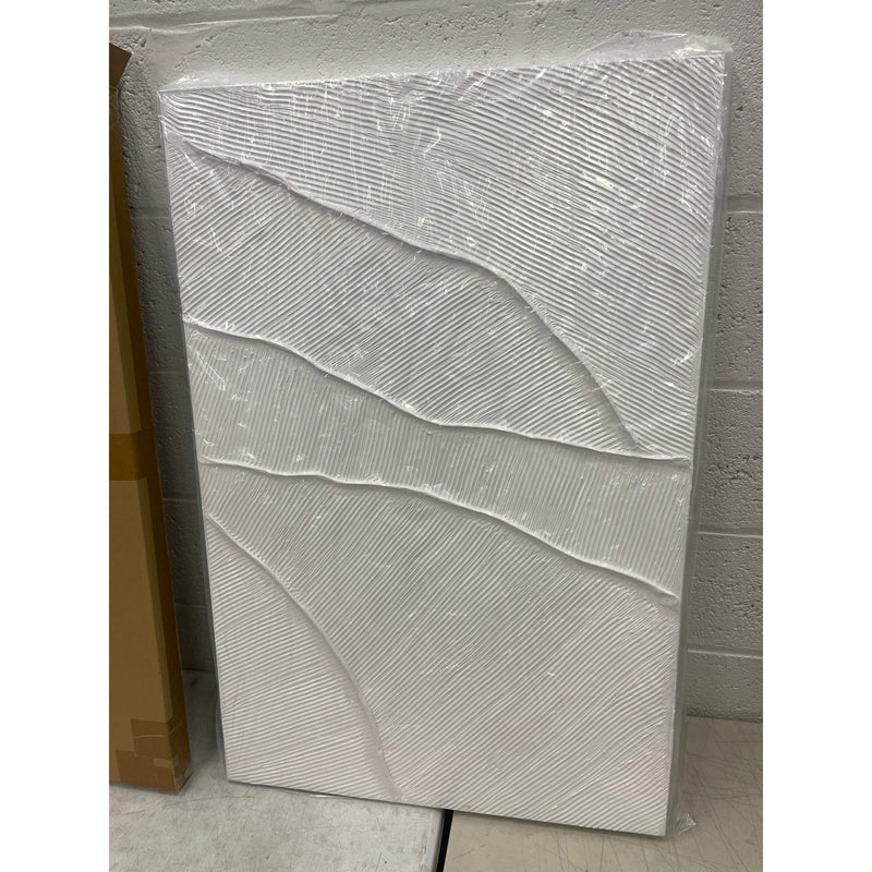 Eonzeum White Textured Wall Art Contemporary Hand Painted Abstract 24x36 inch