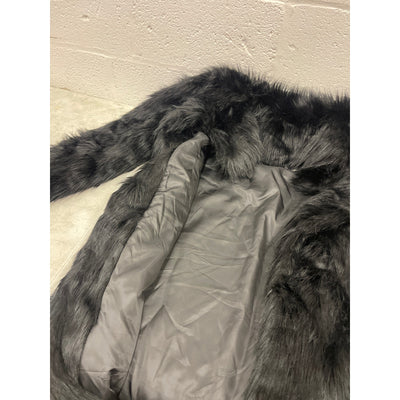 XXL Old Dird Mens Long Sleeve Fluffy Faux Fur Coat Long Soft Outter Jacket Black