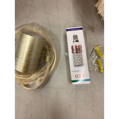 3 Tiered Lamp Shade Salmon Pink Frays With Gold Chain. 1 Light, 12" x 9"