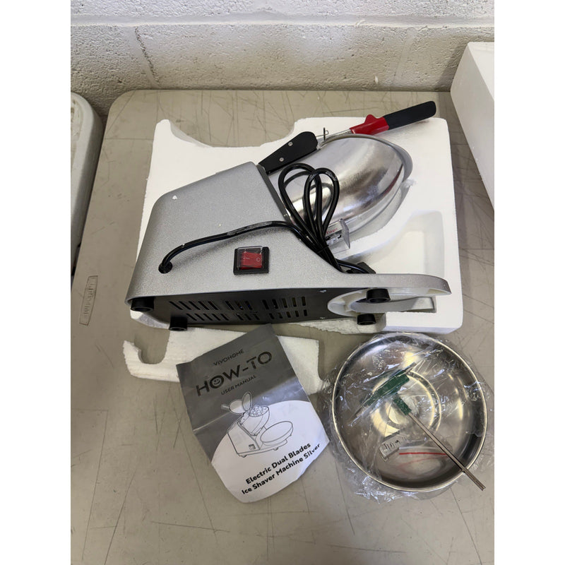 VIVOHOME Electric Dual Blades Ice Shaver, Snow Cone Machine, Metal. Silver