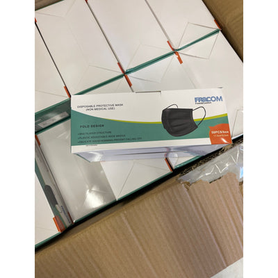 Fresh&Comfort 2000 pcs Disposable Face Masks 3Ply, 50 pcs in Each Box - Black