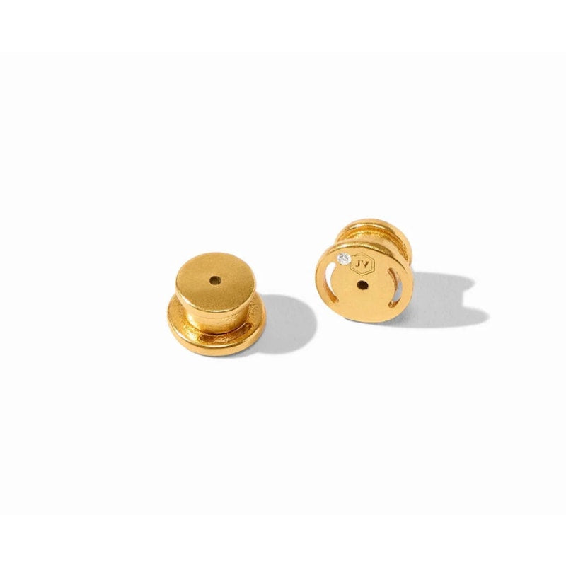 Julie Vos 2.4" Carnaby Doorknocker Earring, 24K Gold Plated - Ivory - Tan