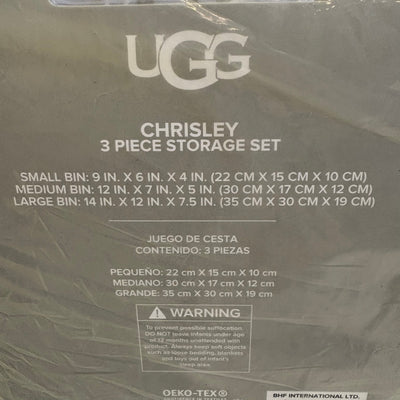 Ugg Chrisley 3 Piece Storage Set, Baskets with Handles, Home Organization - Blue