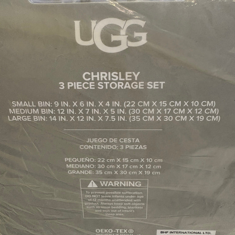 Ugg Chrisley 3 Piece Storage Set, Baskets with Handles, Home Organization - Blue