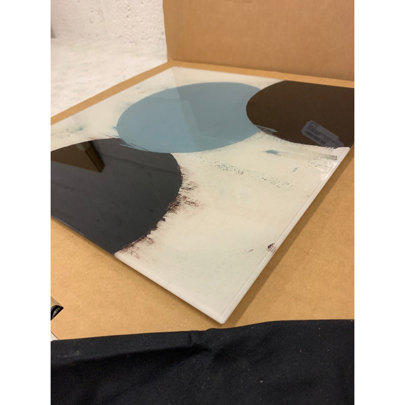 SOULFINE Glass Wall Art, Frameless Tempered Glass Wall Art 12"x12" Three Circles