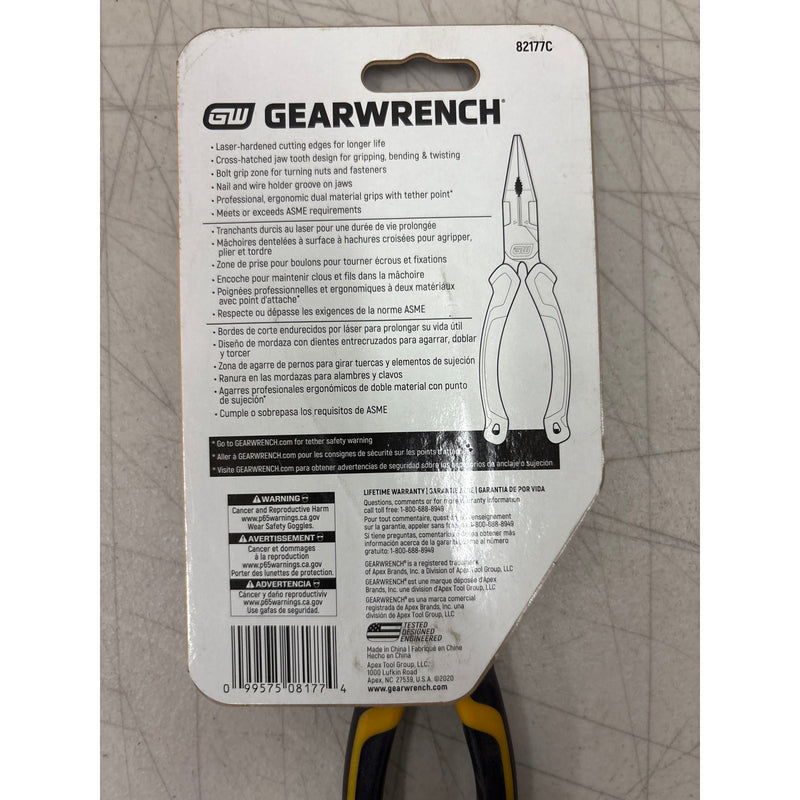 GEARWRENCH 8 in. PITBULL Dual Material Long Nose Pliers, Hand Tools - 82177C