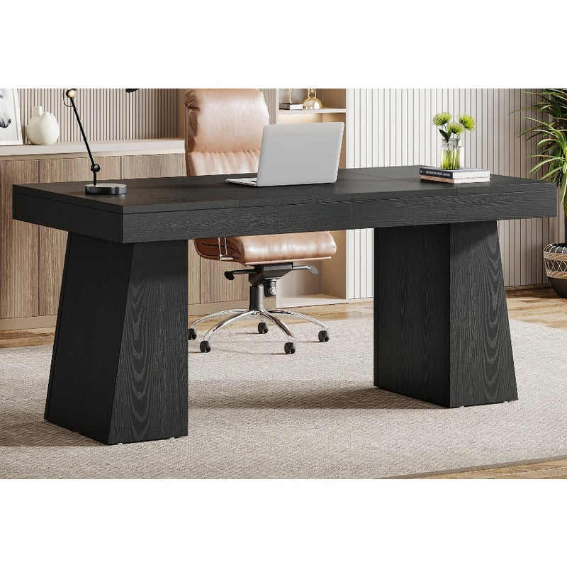 Tribesigns 55" Executive Desk Modern Wood Computer Desk Workstation Desk - Black