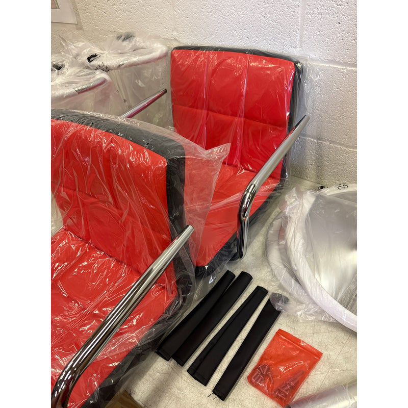 Jinsi Nan Set-of-2 Bar Chairs Bar Stools w Back/Arms Footrest Adjustable Height