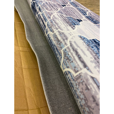 6' x 9' Blue & White Large Area Rug Soft Abstract Design, Geometric, 100% Polyester