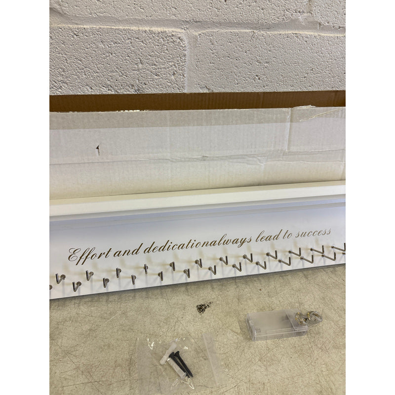 24" Medal Hanger Display Holder & Trophy Shelf w Hooks Wall Mount Wooden w Quote