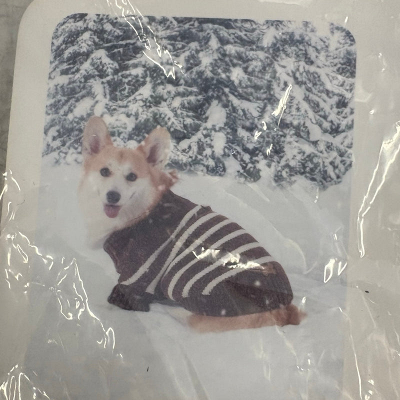 Koolaburra by UGG Pet Gus Striped Dog Sweater 17-18" Collar, Brown/White - Large