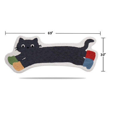 LUMI Cute Bedside Rug, Area Rugs for Living Room Non Slip 30"x71” Black Cat