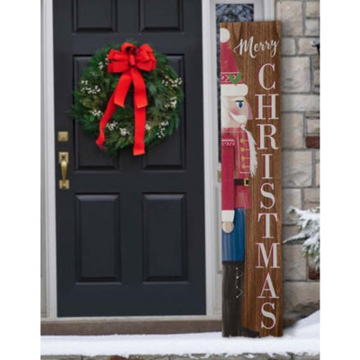 Glitzhome 60"H Wooden Christmas Nutcracker Porch Sign, Holiday Decorations