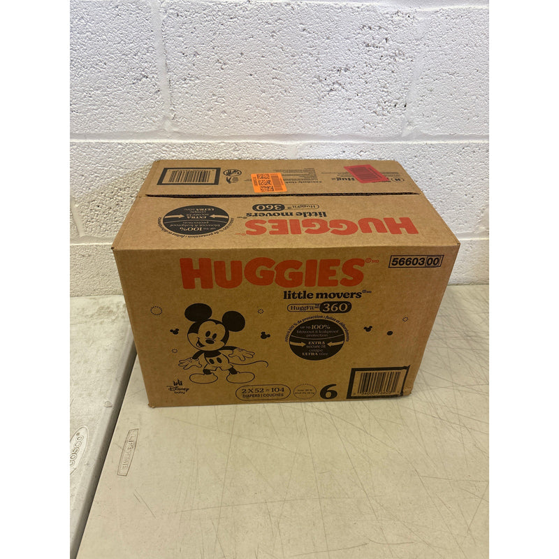 104-Count Huggies Size-6 Baby Diapers, Little Movers HuggFit 360° Waistband