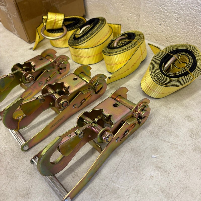 Waltyotur 4 Pcs Auto Lanyard Ratchet Straps 2 x 96 Classic Yellow 3300 LB CAP