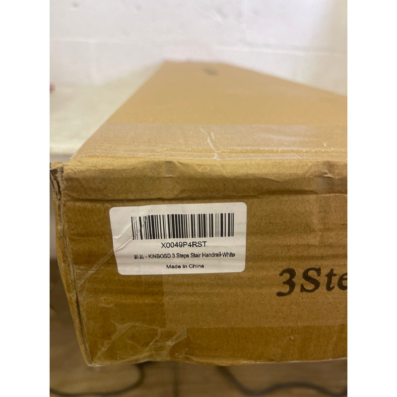 KINBOSD Handrails for Outdoor Steps, 3 Steps Stair Handrail Wrought Iron-White