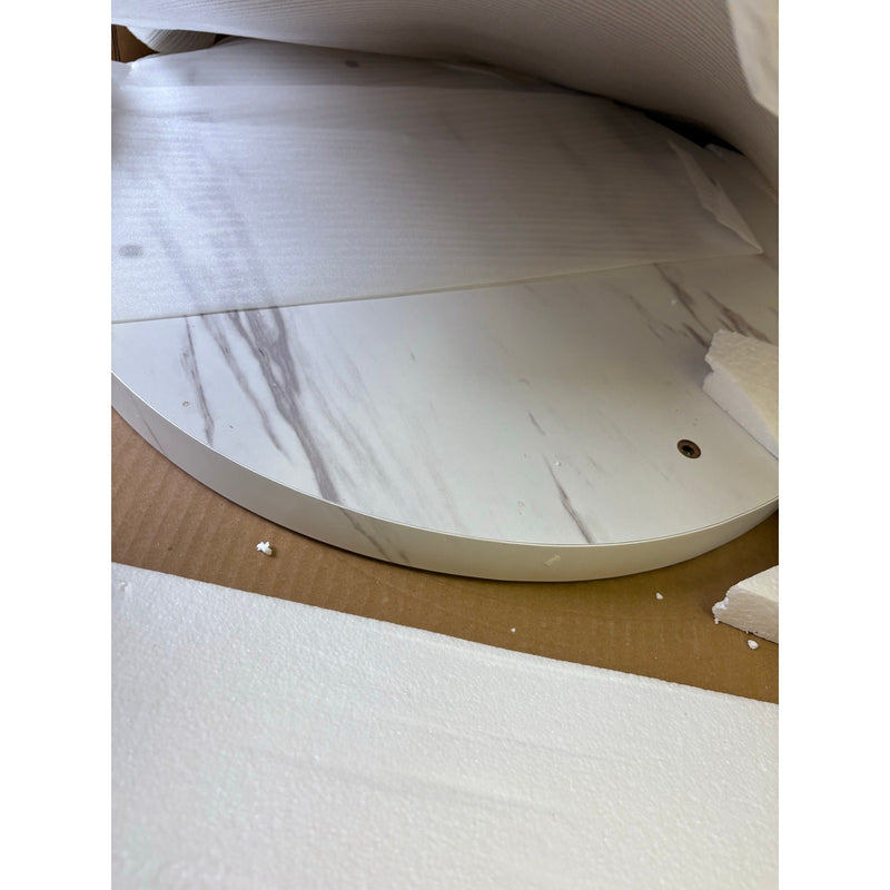 Tribesigns Round End Table Modern Bedside Table Faux Marble Top MISSING HARDWARE