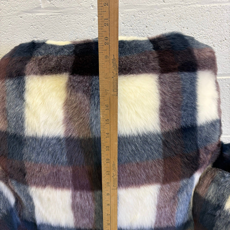 UGG Plush Backrest Pillow, 36"W x 20"H Reading Pillow Soft - Blue Plaid Design