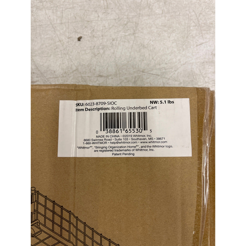 Whitmor Rolling White Wire Underbed Cart Under Bed Storage w Wheels 25"x25"x6.5"