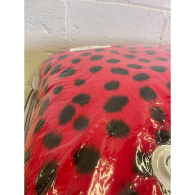 Lilly Paws Luxury Plush Comfy Dog Bed FauxFur, Large, Ladybug Red/Black 35x28x10"