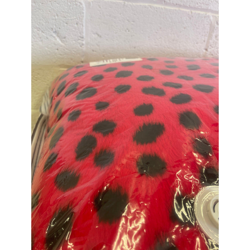 Lilly Paws Luxury Plush Comfy Dog Bed FauxFur, Large, Ladybug Red/Black 35x28x10"