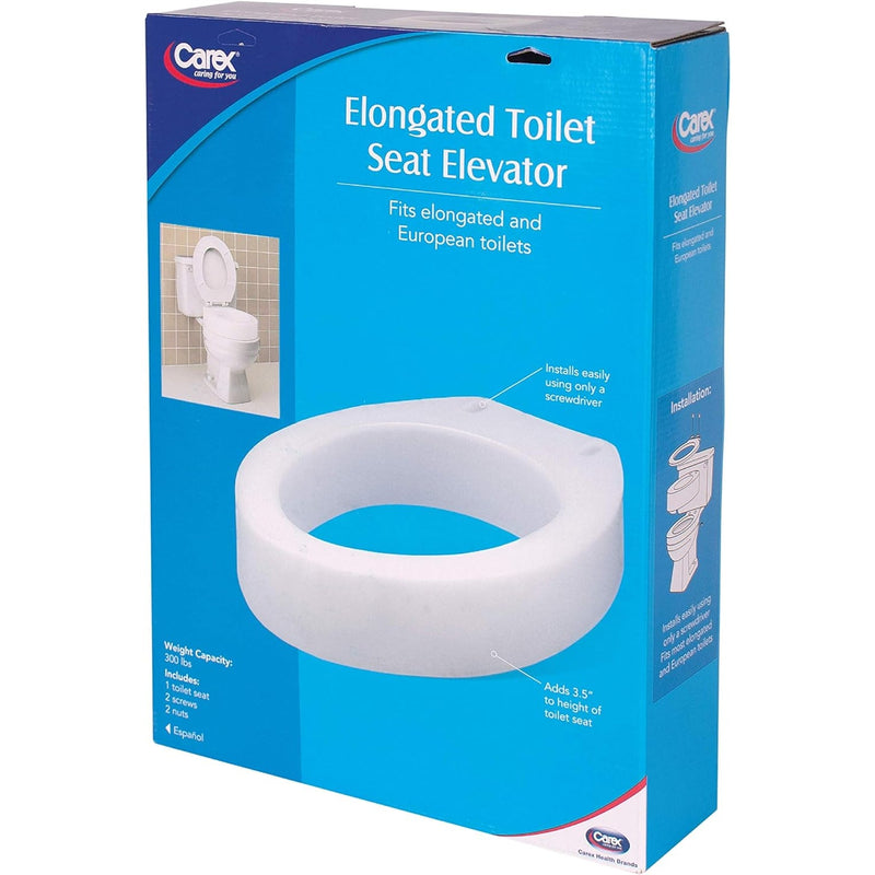 Carex Elongated Toilet Seat Riser for Assistance Sitting, adds 3.5in - White