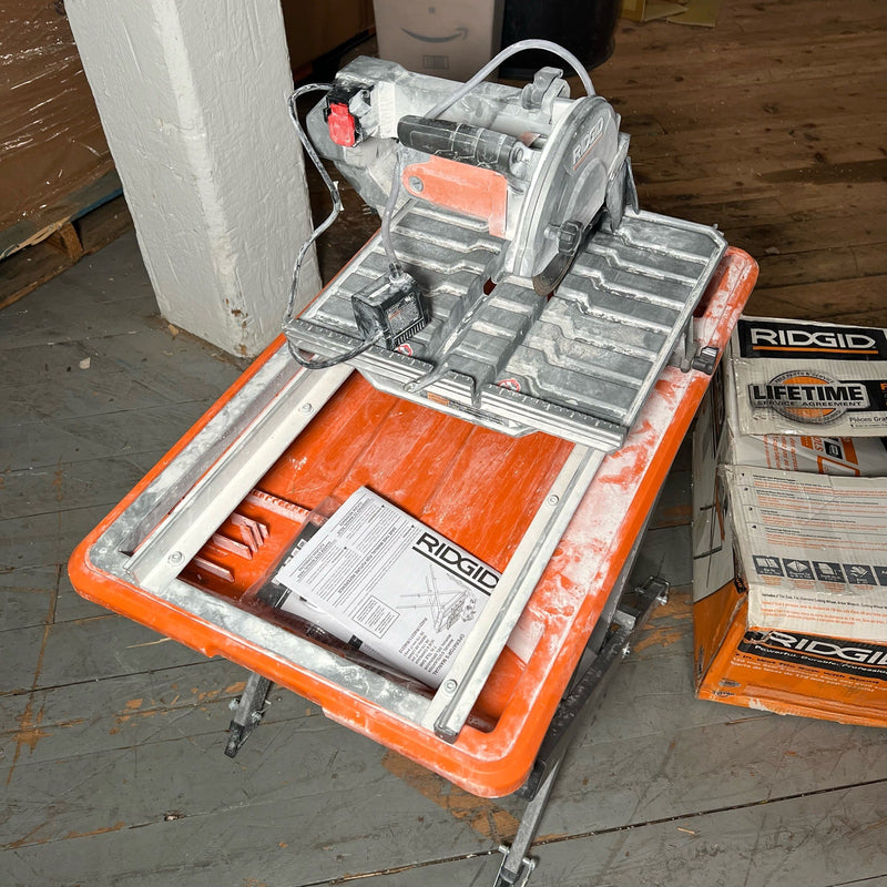 RIDGID 9A Corded Wet Tile Saw, 7" Blade Includes Adjustable Stand SEE DETAILS