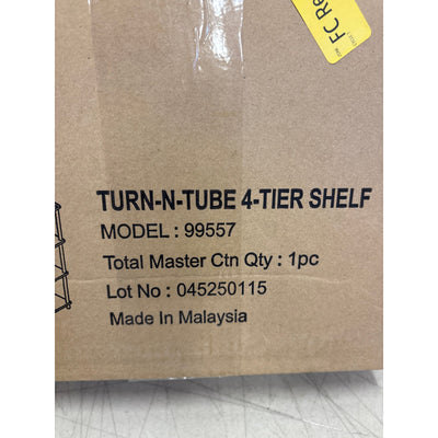 Furinno Turn-N-Tube 4-Tier Multipurpose Shelf Display Rack, White/White