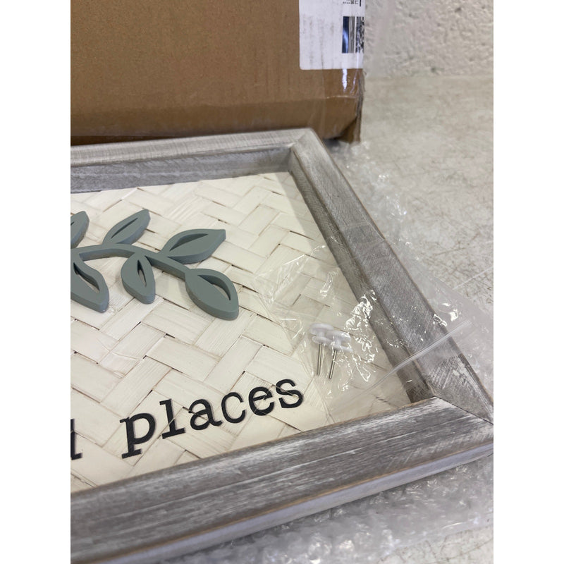 HAUCOZE Framed Wood Wall Art GATHER Ornament Hanging Sign 23.6inch