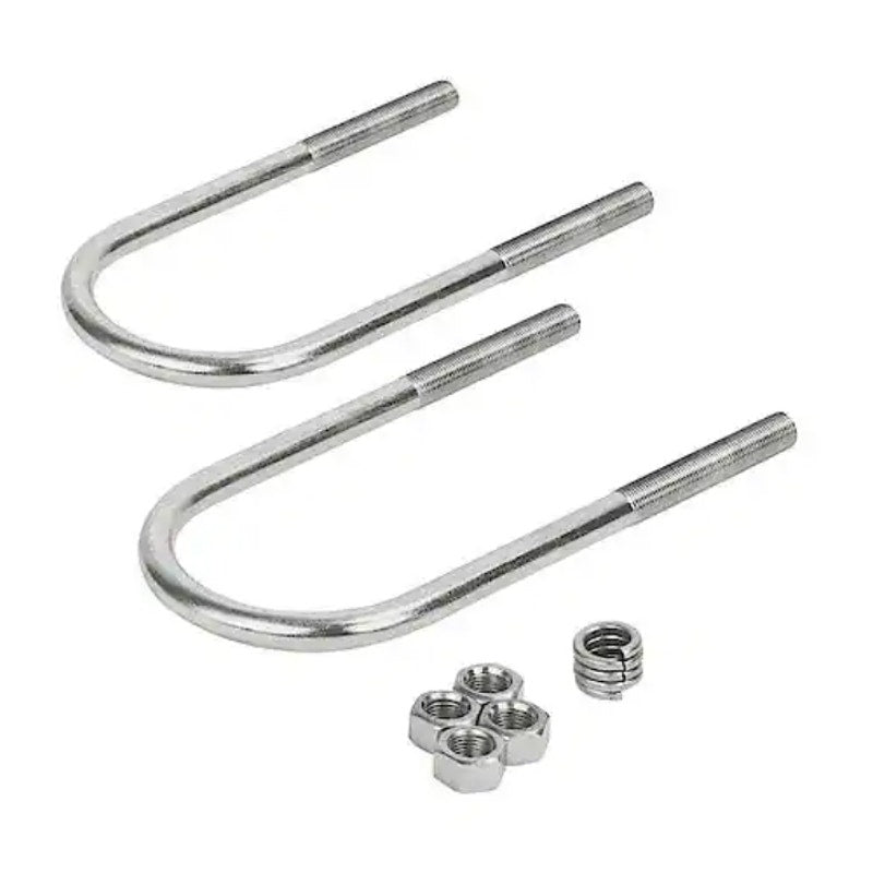 2-PACK AutoCraft Round U Bolt, 1/2" x 3-1/8" x 8, 4 Hex Nuts, 4 Lock Washers