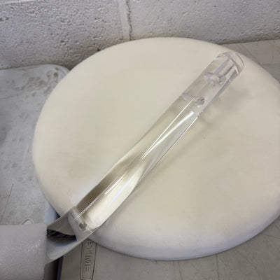 Cenozo Modern Minimalist Vanity Chair Clear Acrylic w/ Velvet Seat Cushion Cream