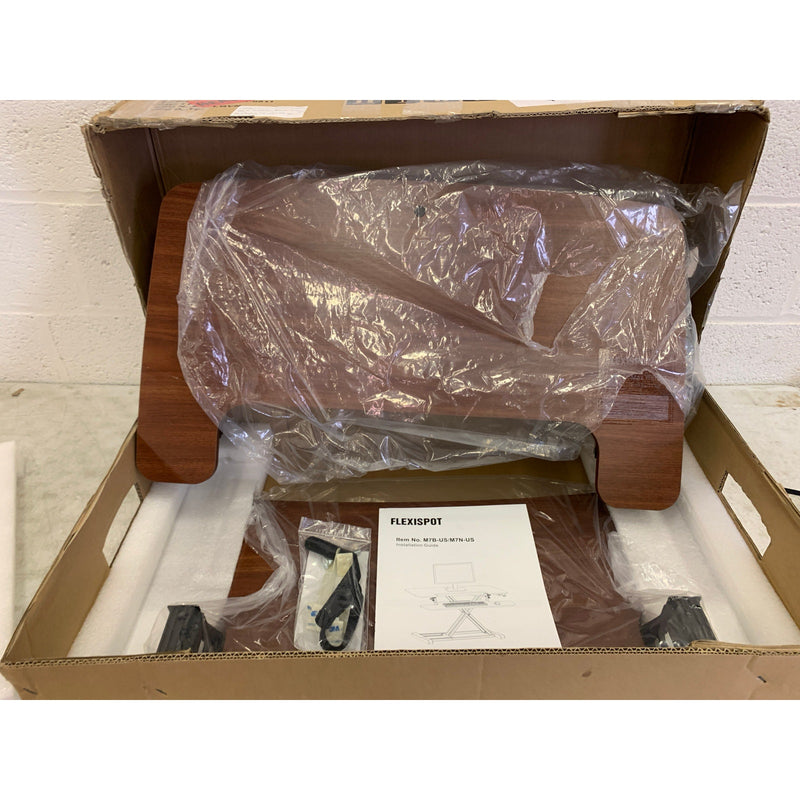 FlexiSpot Stand up Desk Converter 28" Riser Keyboard Tray Mahogany SEE DETAILS