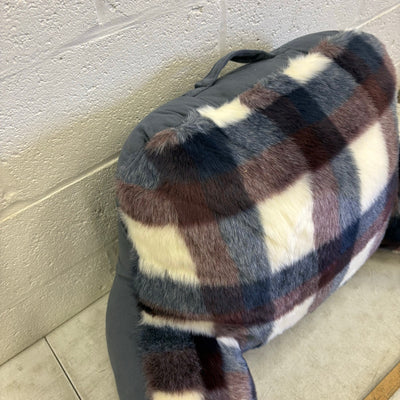 UGG Plush Backrest Pillow, 36"W x 20"H Reading Pillow Soft - Blue Plaid Design