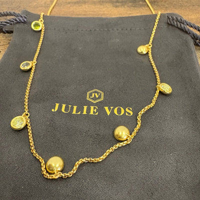 Julie Vos Rainbow Delicate Charm Necklace 24K Gold Plated - Shades of Jade