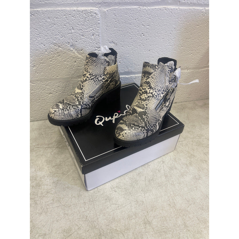 NEW Qupid Snake Leather Boots Tressa-22x Stone/Black Women&