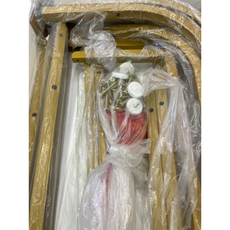 Tribesigns 63" Executive Desk Computer Office Desk Gold Metal Frame White Top