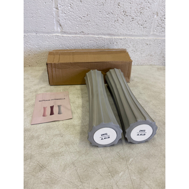Set-of-2, 4.4-lb Yoga Foam Shaft Roller Dumbbell Hand Weights, Soft - Gray