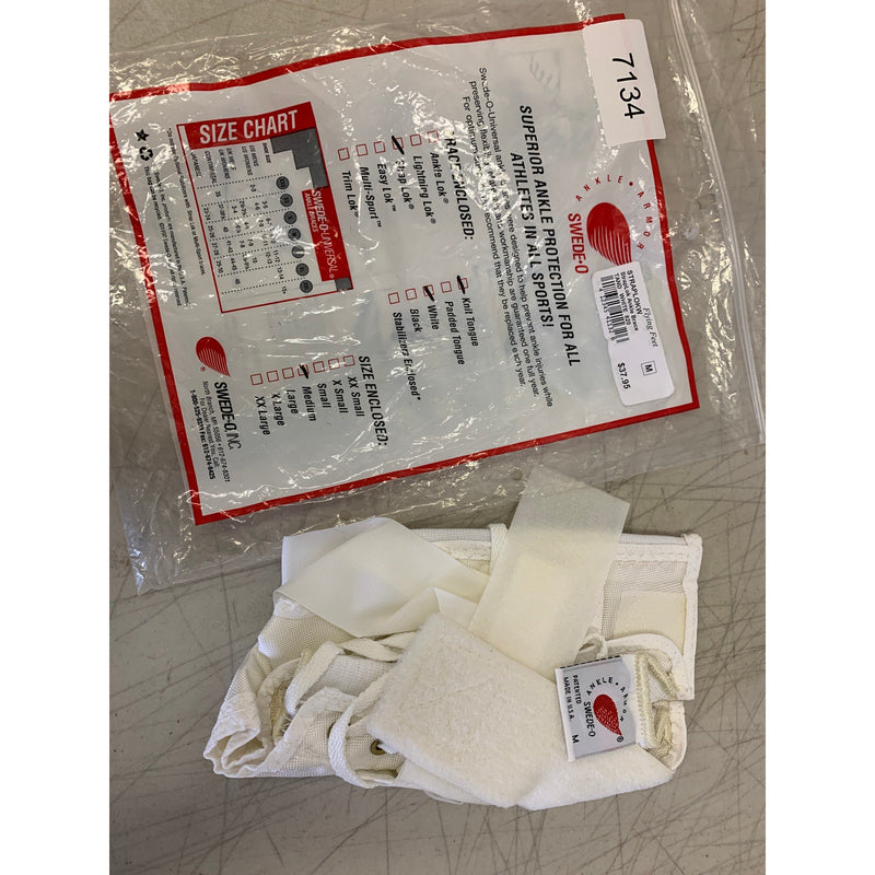 Swede-O Ankle Lok Support with Knit Tongue, Medium Ankle Brace White Sprain