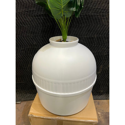 Hawsaiy Hidden Cat Litter Box Enclosure w 40" Faux Plant & Real Stones, White