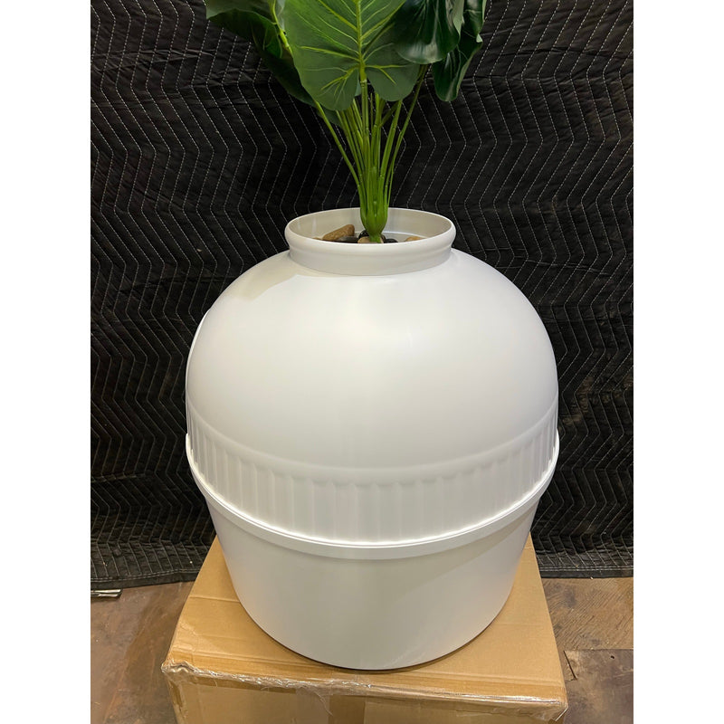 Hawsaiy Hidden Cat Litter Box Enclosure w 40" Faux Plant & Real Stones, White