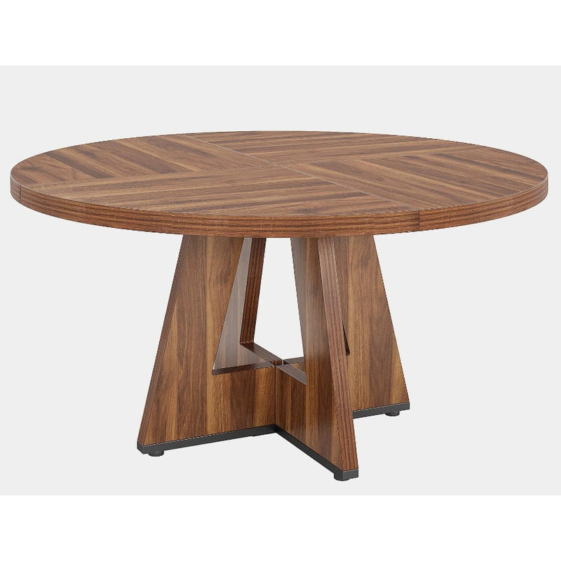 Tribesigns Round Dining Table, 47" Wooden Kitchen Table Dinner Table Brown, READ
