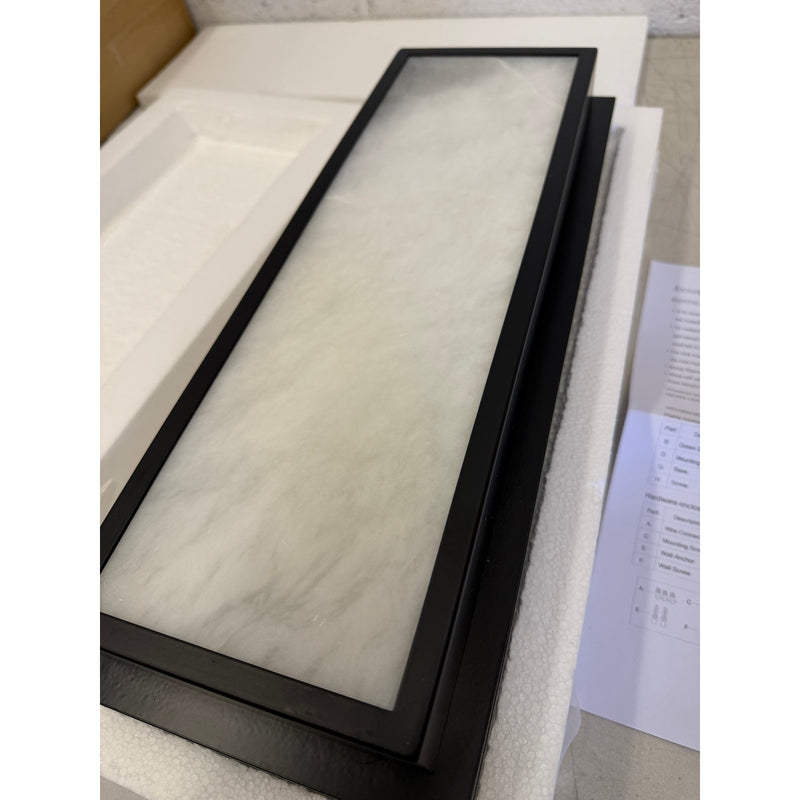 Doraimi Natural Alabaster Wall Sconce,16" x 6" LED Light Fixture - Black