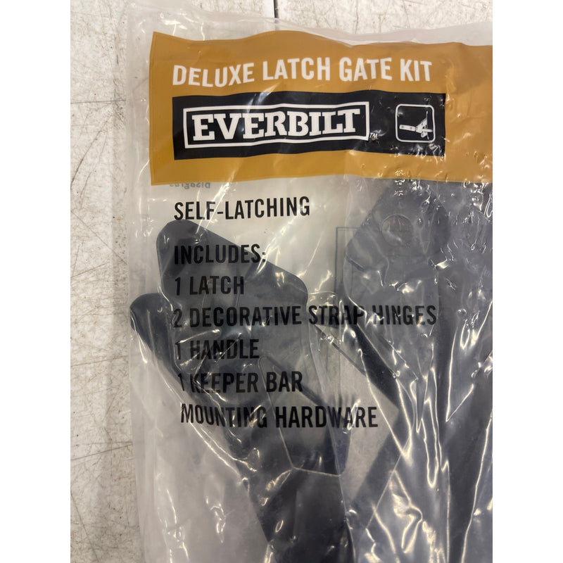 Everbilt Deluxe Self Latch Gate Set, Steel, Reversible Pin, Heavy Duty - Black