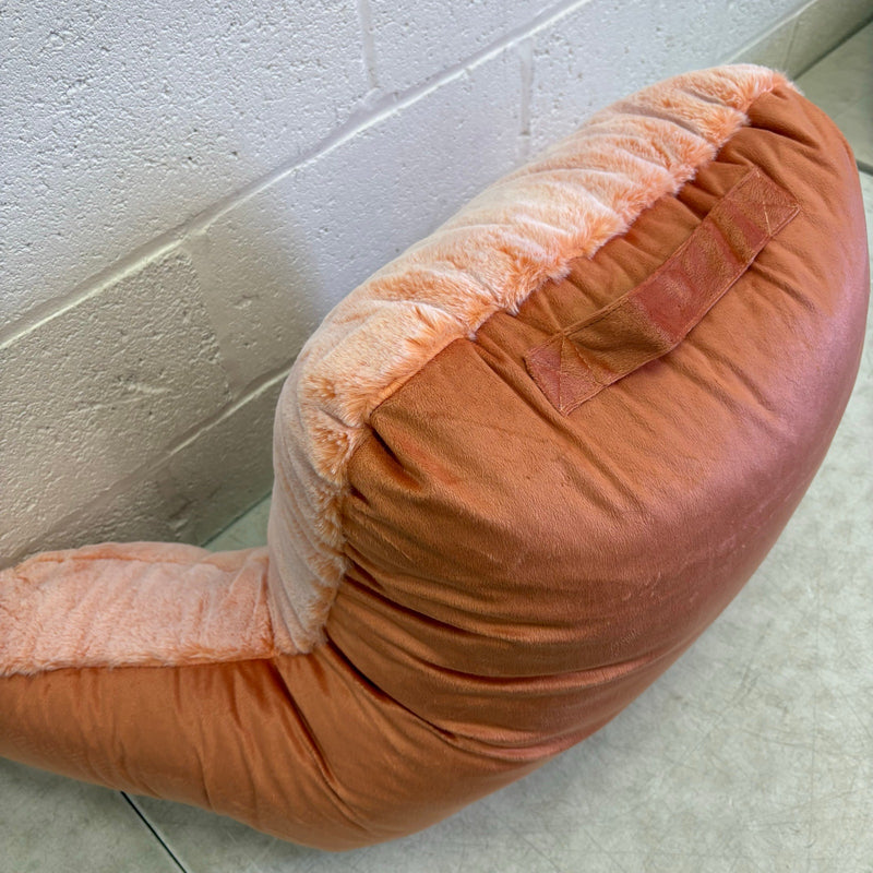 UGG Plush Backrest Pillow, 36"W x 20"H Reading Pillow Soft Orange Fuzzy, Frosted