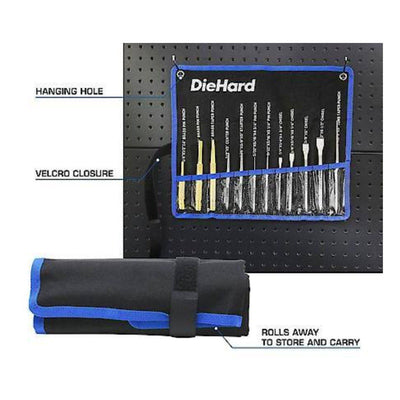 DieHard Punch & Chisel Set with Pouch, 12 Piece, Chrome Vanadium - DHP55323