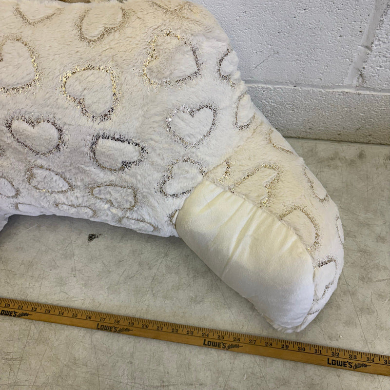 UGG Plush Backrest Pillow 32"W x 16"H Reading Pillow Soft - White w Heart Design